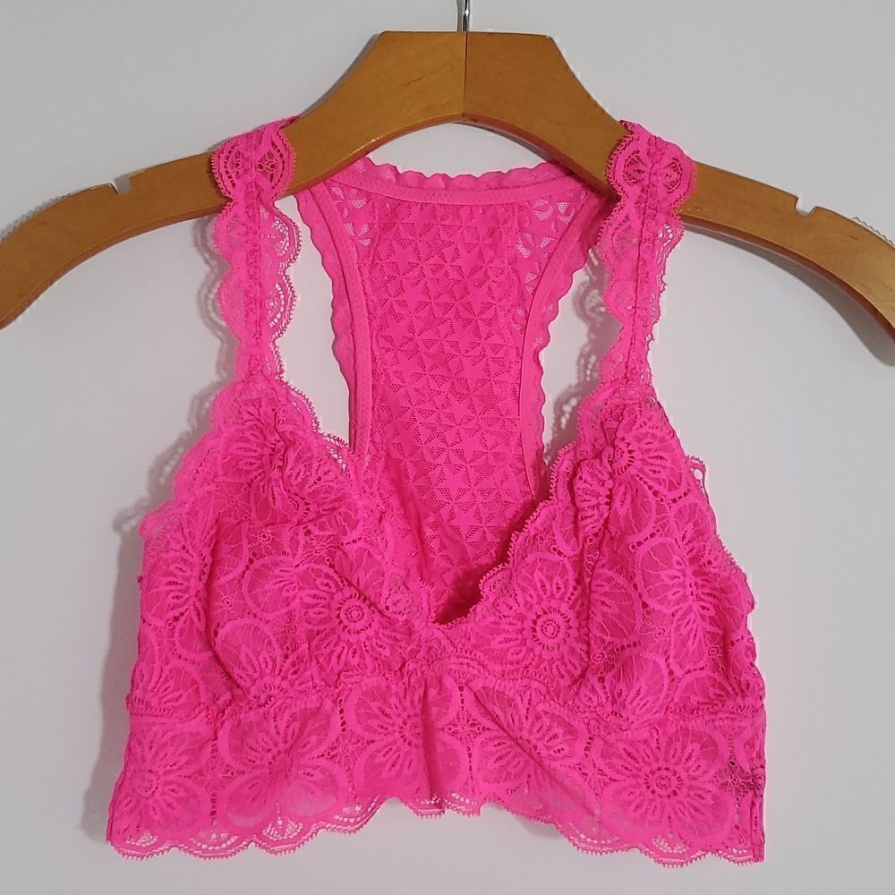 Aerie Floral Lace Plunge Bralette Racerback Size M